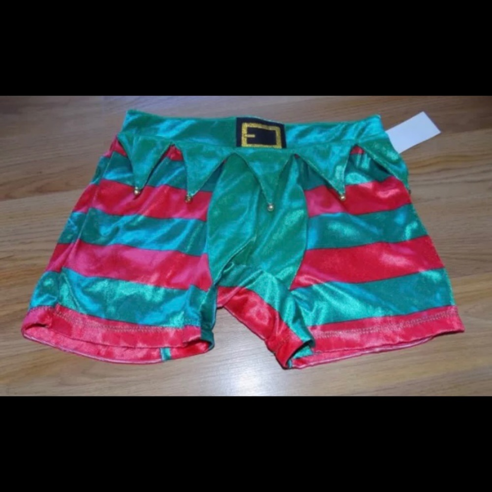 Men’s Mad Engine Holiday Elf Christmas Boxer Briefs Jingle Bells Velour New